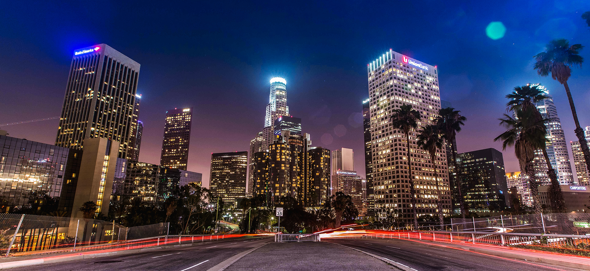 downtown Los Angeles at night