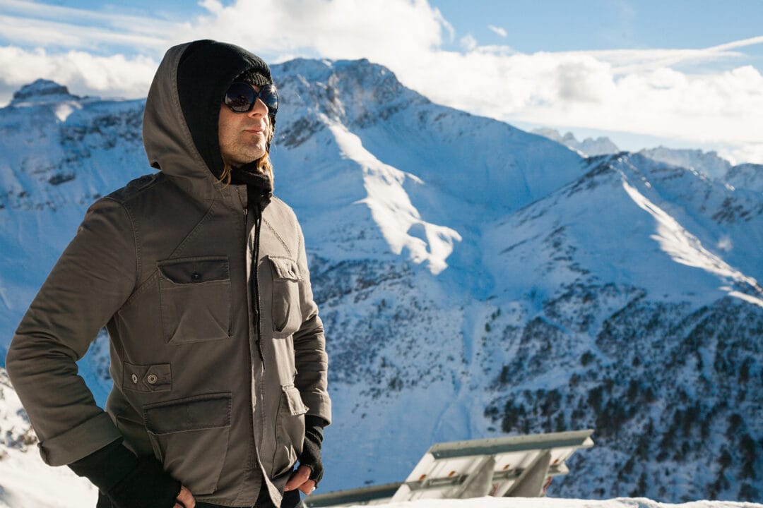 Stephen in the snow-covered Alps in Liechtenstein