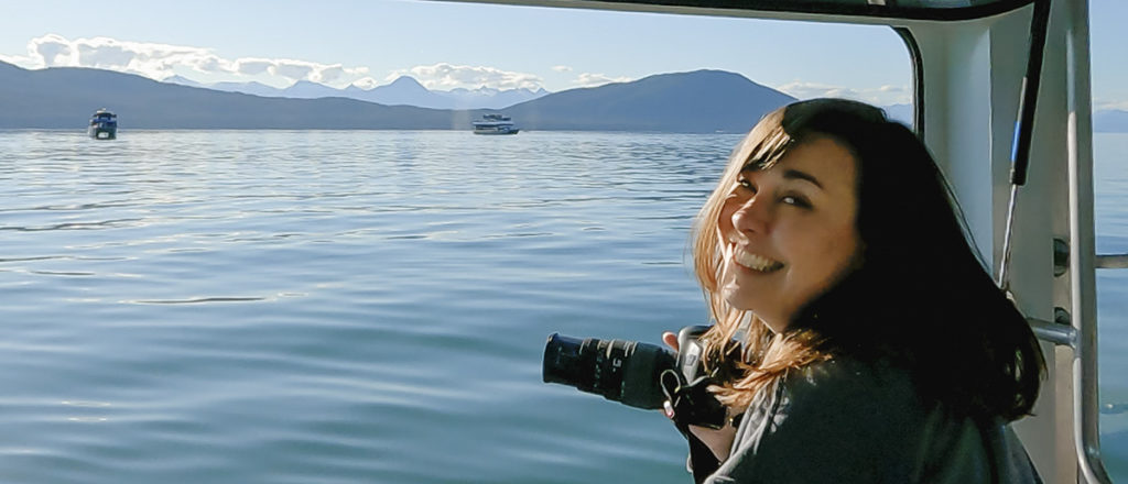 Andie on a whale watch excursion in Juneau from our Alaska cruise on Princess Cruises Majestic Princess