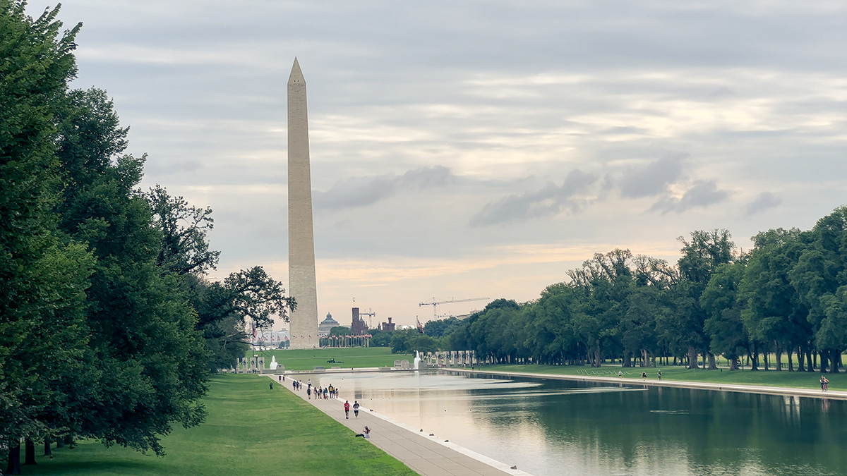 the Washington Monument with the Capitol Reflecting Pool in the foreground, Washington, D.C.